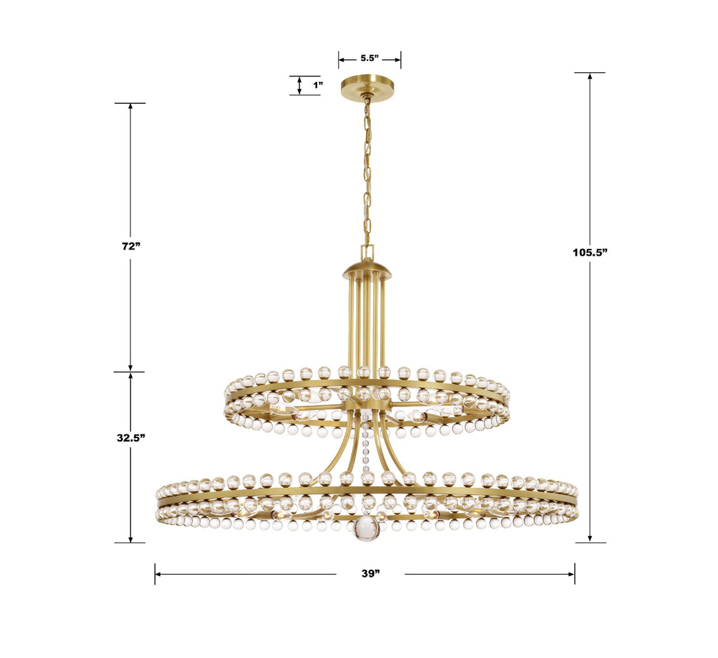 ##Antique Hardware## Clover 24 Light Aged Brass Two-tier Chandelier