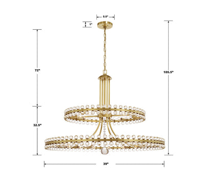 ##Antique Hardware## Clover 24 Light Aged Brass Two-tier Chandelier