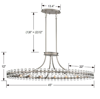 ##Antique Hardware## Clover 12 Light Brushed Nickel Chandelier