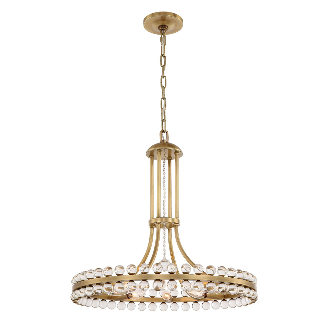 ##Antique Hardware## Clover 8 Light Aged Brass Chandelier