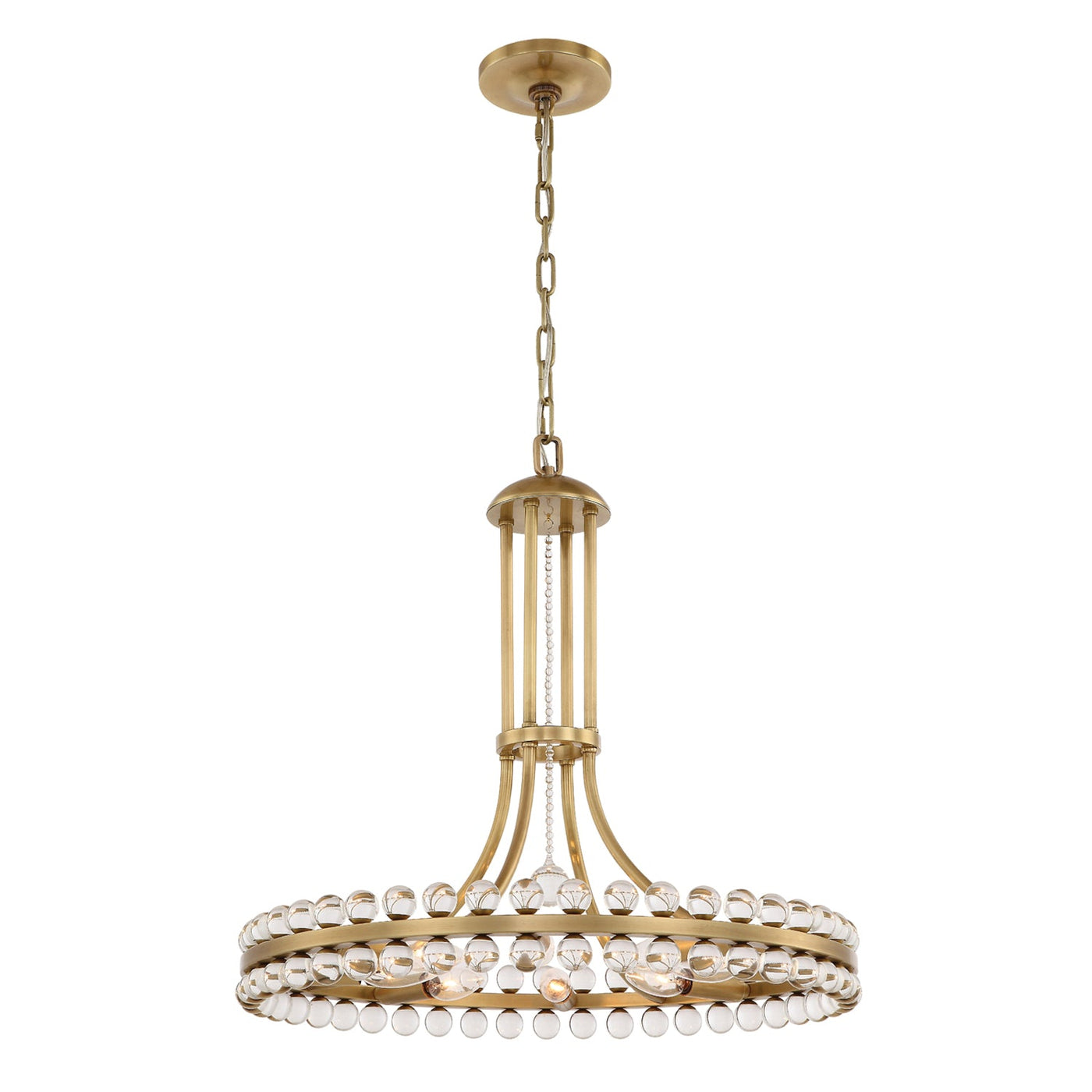 ##Antique Hardware## Clover 8 Light Aged Brass Chandelier