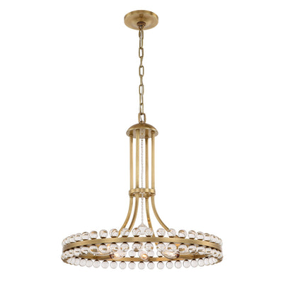 ##Antique Hardware## Clover 8 Light Aged Brass Chandelier