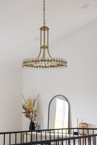 ##Antique Hardware## Clover 8 Light Aged Brass Chandelier