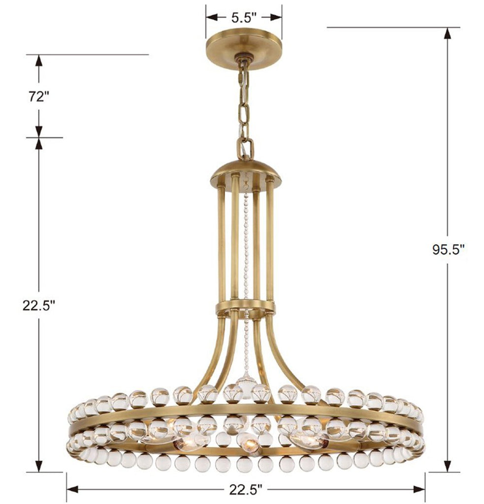 ##Antique Hardware## Clover 8 Light Aged Brass Chandelier