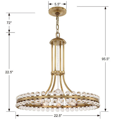 ##Antique Hardware## Clover 8 Light Aged Brass Chandelier