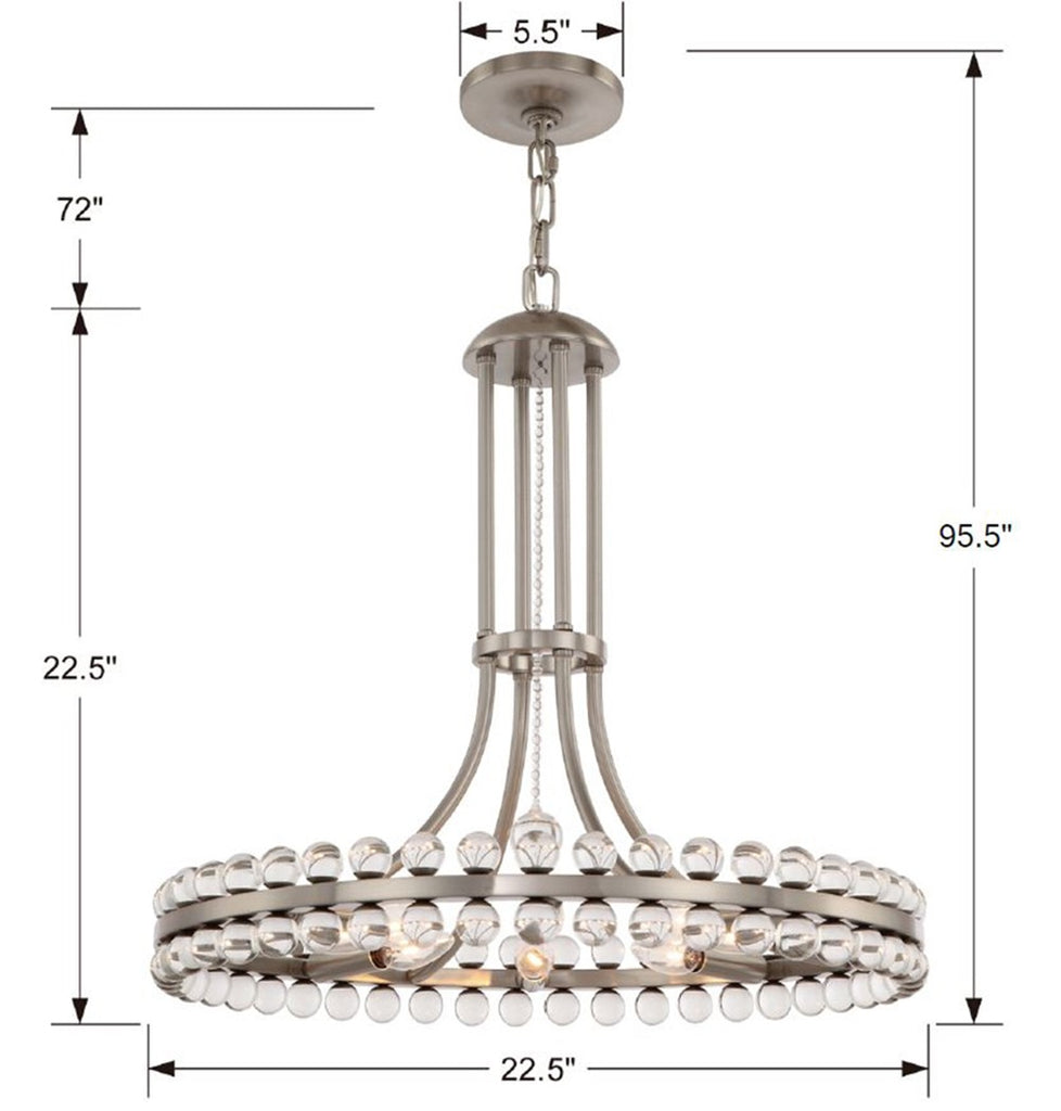 ##Antique Hardware## Clover 8 Light Aged Brass Chandelier