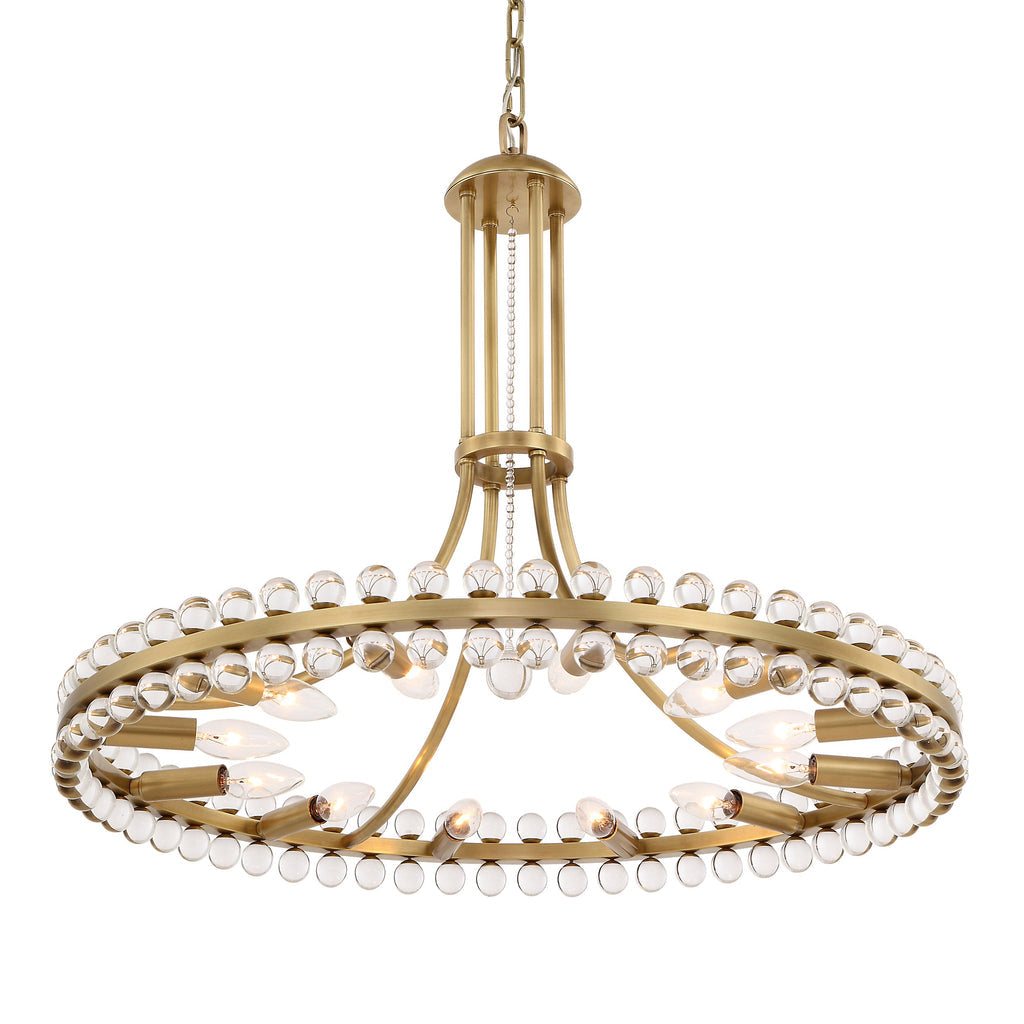 ##Antique Hardware## Clover 12 Light Aged Brass Chandelier