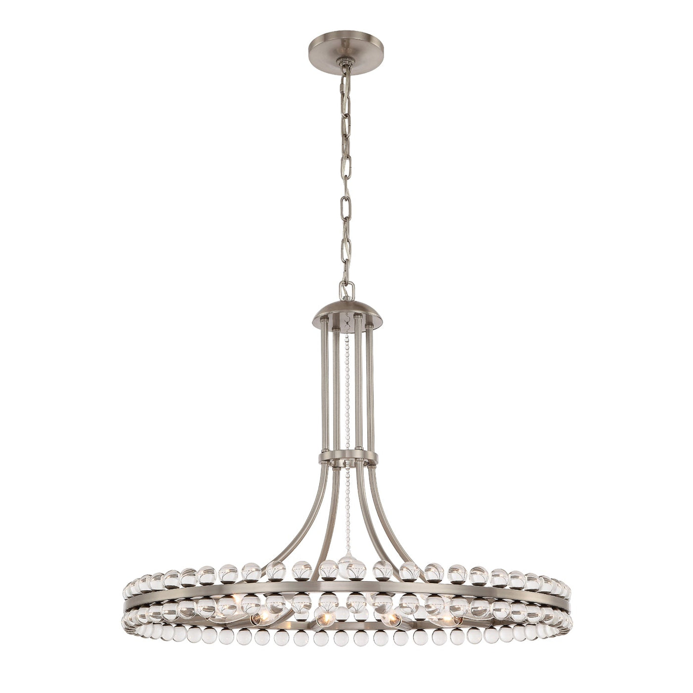 ##Antique Hardware## Clover 12 Light Brushed Nickel Chandelier