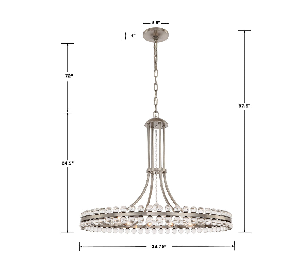 ##Antique Hardware## Clover 12 Light Brushed Nickel Chandelier