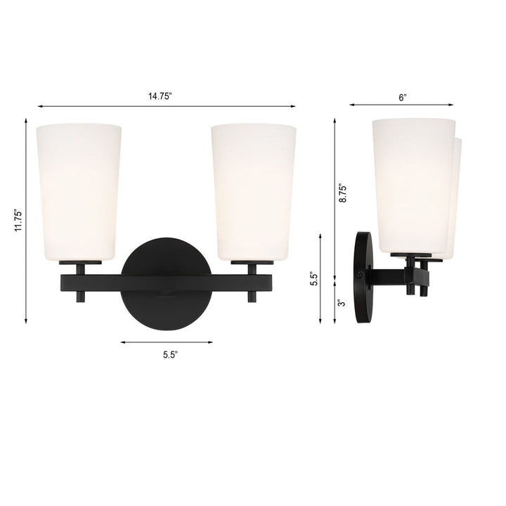##Antique Hardware## Colton 2 Light Black Bathroom Vanity