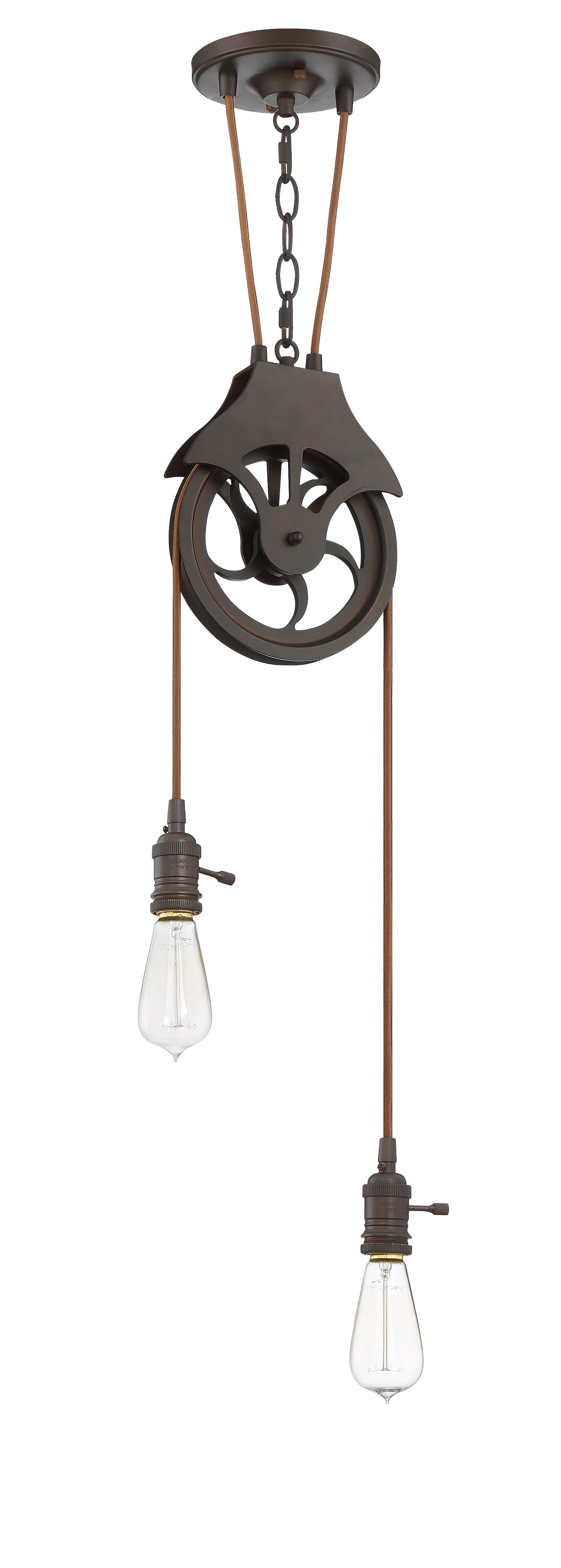 ##Antique Hardware## Design-A-Fixture 2 Light Keyed Socket Pulley Pendant Hardware in Aged Bronze Brushed