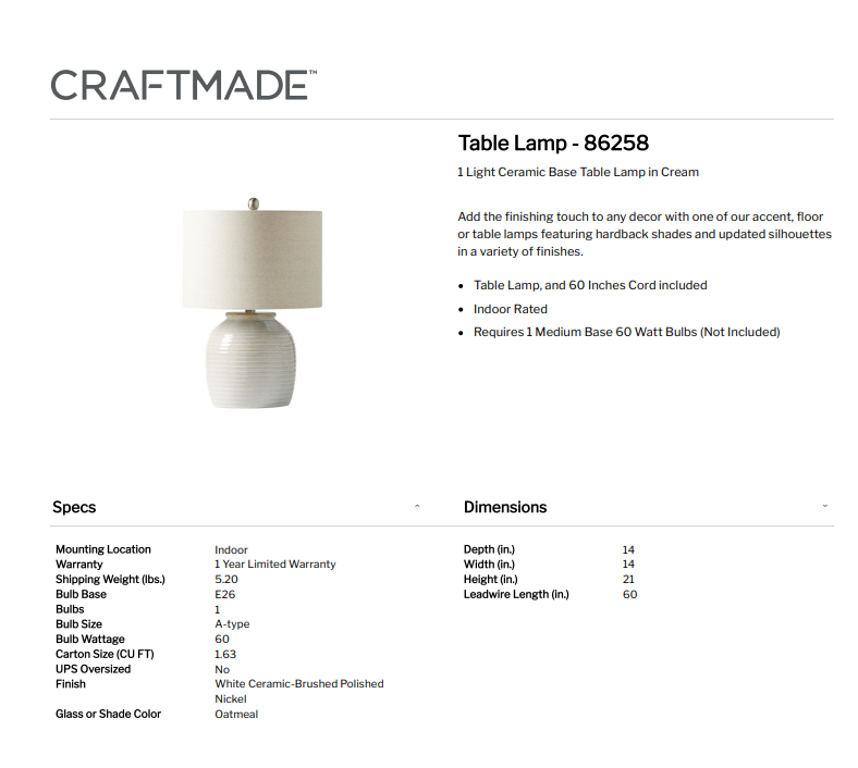 Antique Hardware 100W 3 WAY RESTON COLUMN GLASS TABLE LAMP Table Lamp