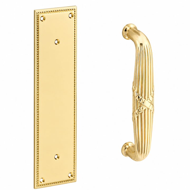 12 Inch Solid Brass Knoxville Ribbon & Reed Pull Plate Set