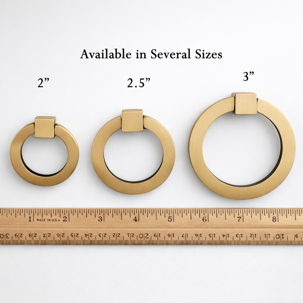 3 Inch Mission Style Solid Brass Drawer Ring Pull (Several Finishes Available)