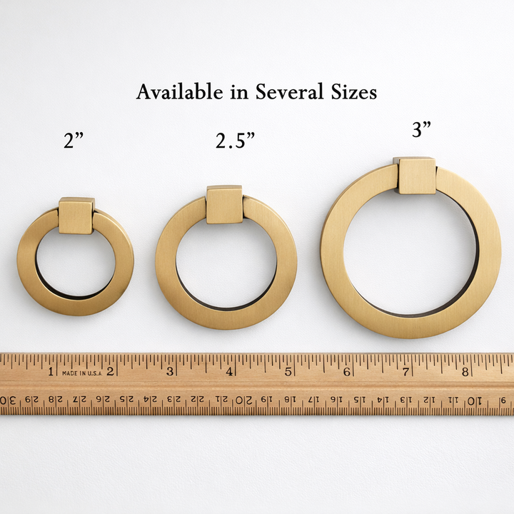 3 Inch Mission Style Solid Brass Drawer Ring Pull (Several Finishes Available)