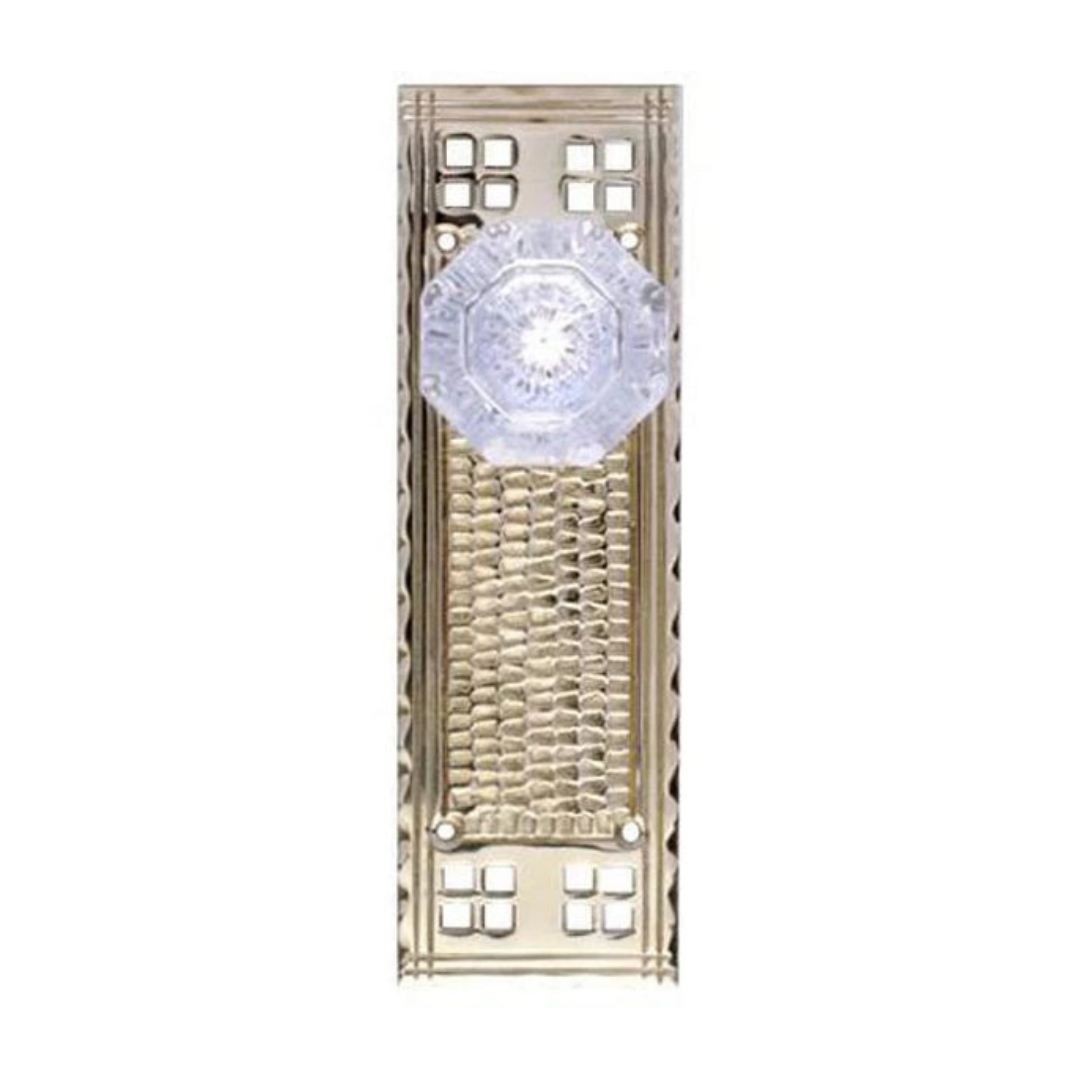 Antique Hardware Craftsman Backplate Door Set with Octagon Crystal Door Knobs (Several Finishes Available) crystal door knobs with backplate
