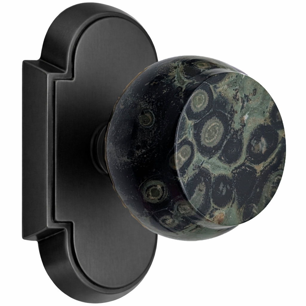 Magnifique® Arched Door Set with Crocodile Jasper Knobs (Several Finishes Available)