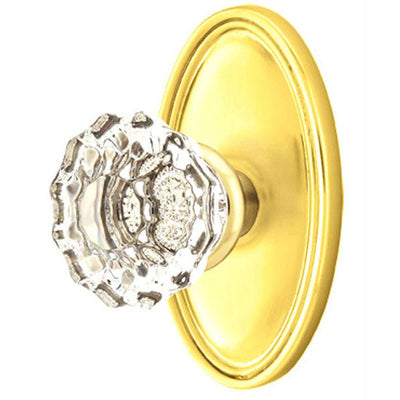 Antique Hardware Crystal Astoria Door Knob Set With Oval Rosette (Several Finish Options) EMTEK GLASS CRYSTAL ASTORIA DOOR KNOB