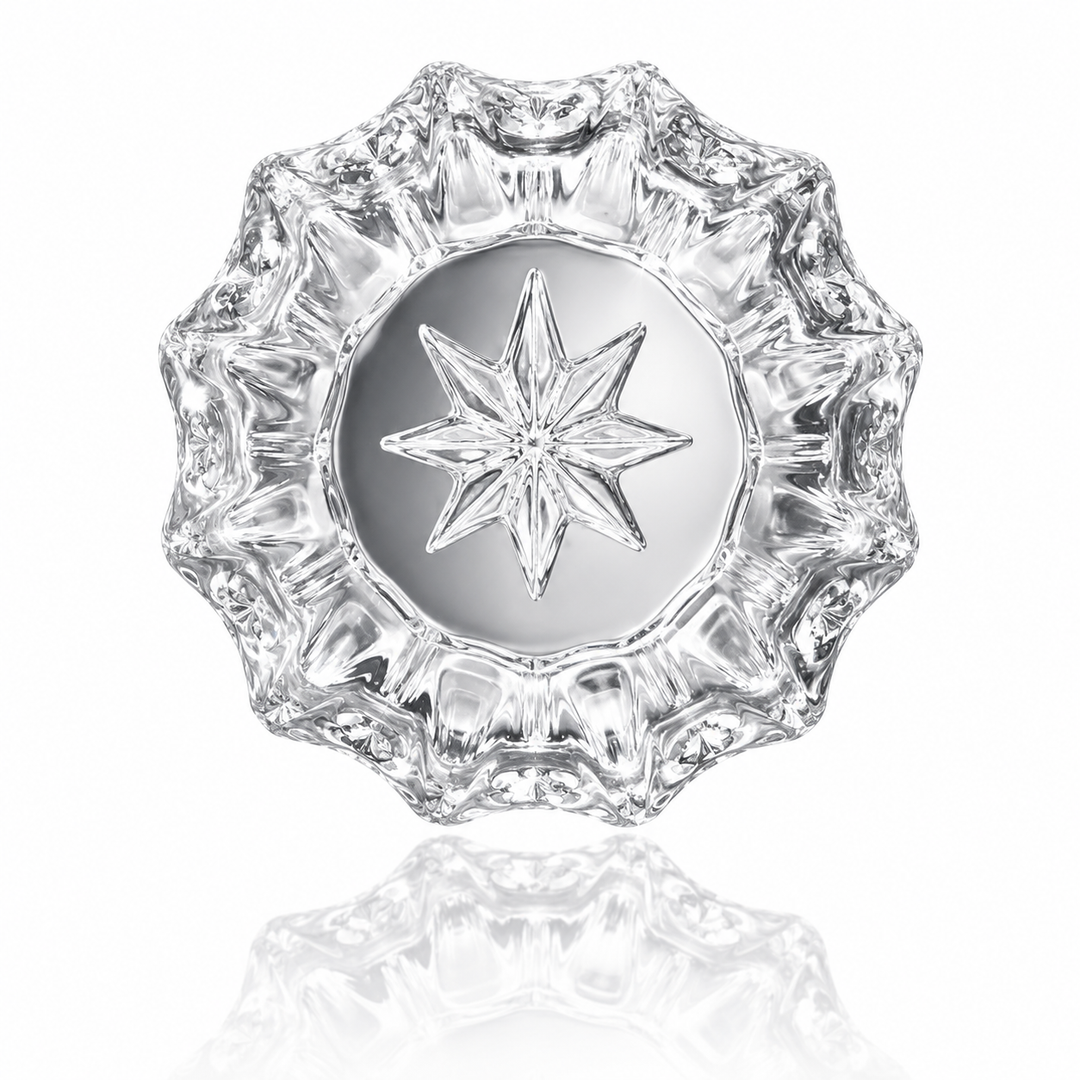 Traditional Rosette Door Set with Fluted Crystal Door Knobs (Several Finishes Available)