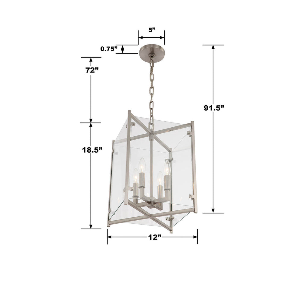 ##Antique Hardware## Danbury 4 Light Brushed Nickel Mini Chandelier