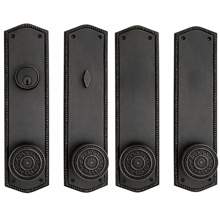 ##Antique Hardware## Georgian Roped Oval Double Door Deadbolt Entryway Set