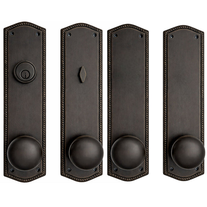 ##Antique Hardware## Georgian Roped Oval Double Door Deadbolt Entryway Set