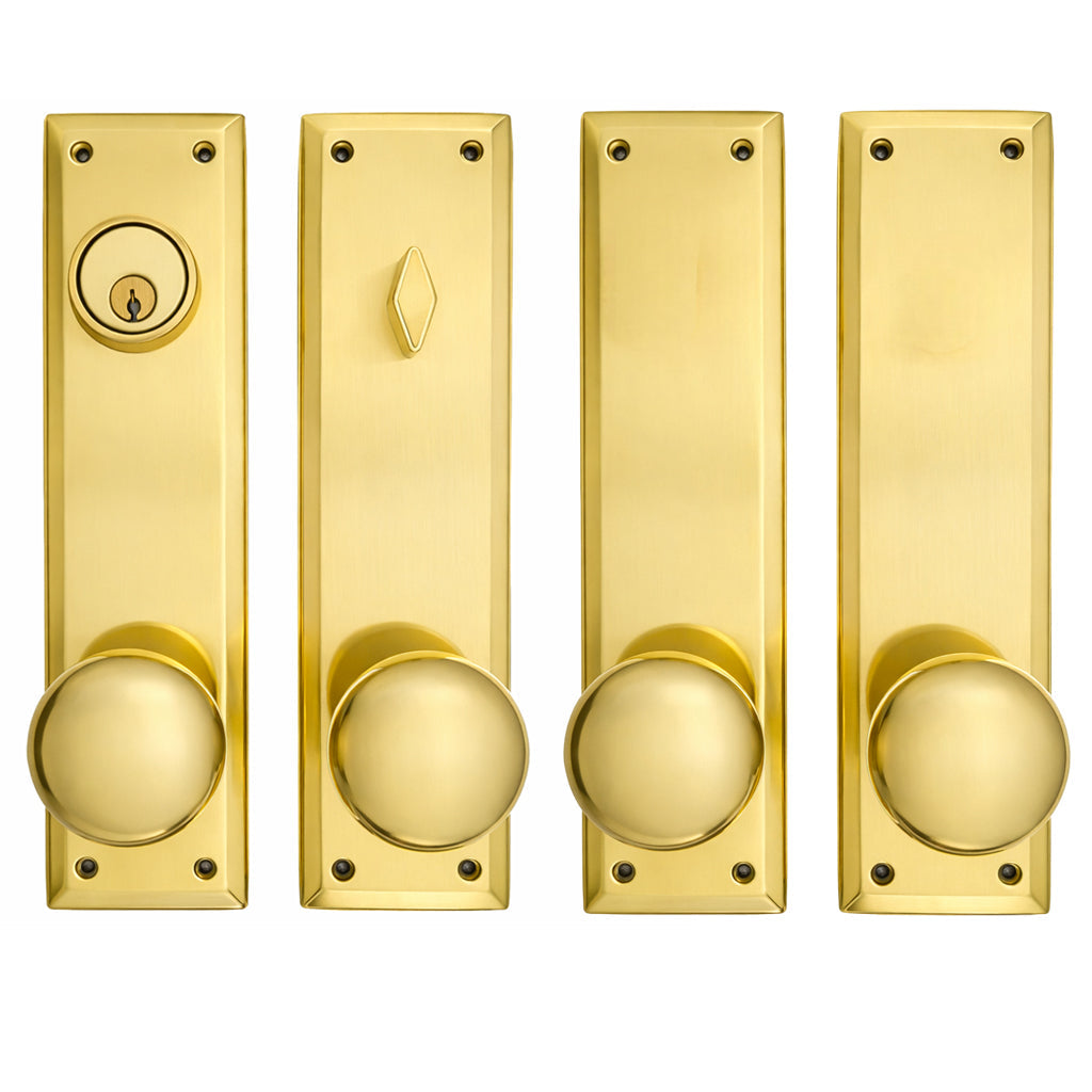 ##Antique Hardware## Quaker Style Double-Door Deadbolt Entryway Set (Several Knob & Finish Options)