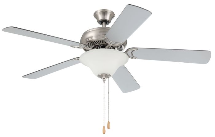 Antique Hardware 52" Decorator's Choice 2 Light in Brushed Polished Nickel w/ Brushed Nickel/Walnut Blades Ceiling Fan