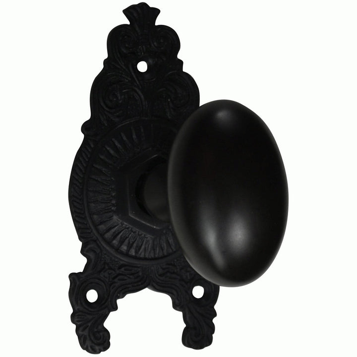 Ornate Victorian Rosette Door Set with Egg Door Knobs (Several Finishes Available)