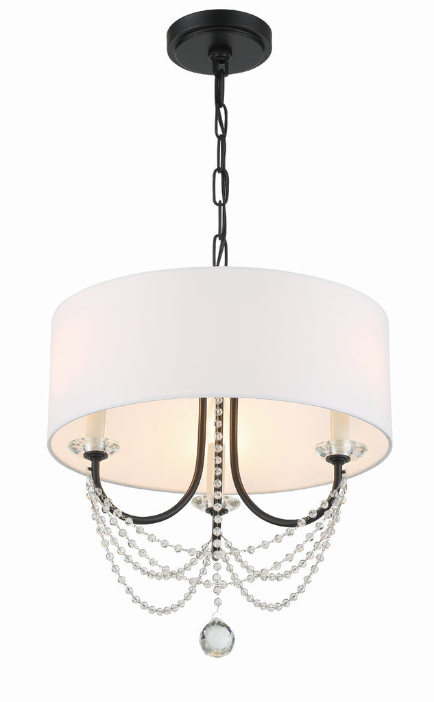 ##Antique Hardware## Delilah 3 Light Matte Black Mini Chandelier