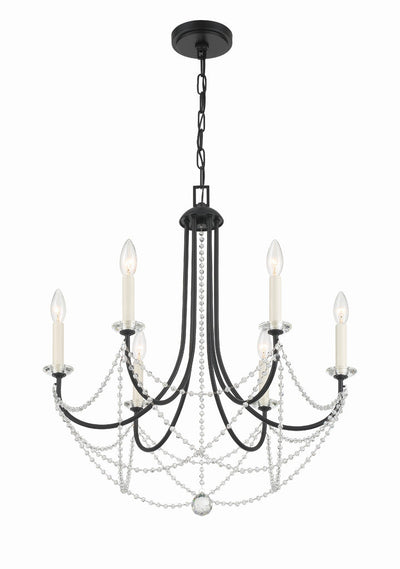 ##Antique Hardware## Delilah 6 Light Matte Black Chandelier