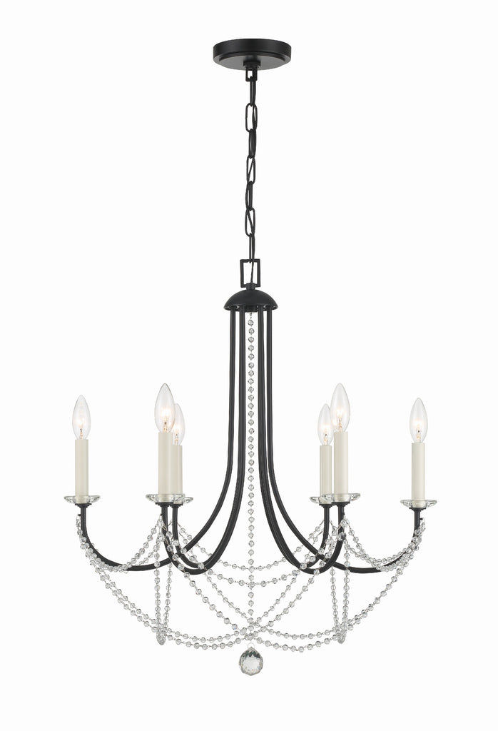 ##Antique Hardware## Delilah 6 Light Matte Black Chandelier