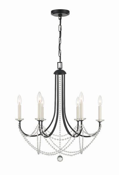 ##Antique Hardware## Delilah 6 Light Matte Black Chandelier