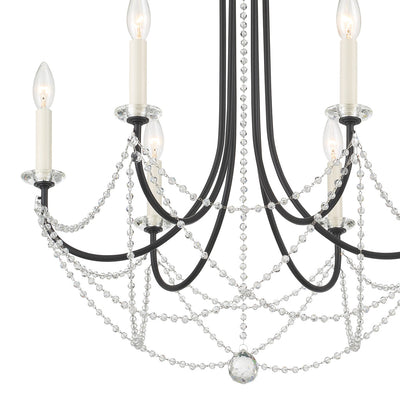 ##Antique Hardware## Delilah 6 Light Matte Black Chandelier