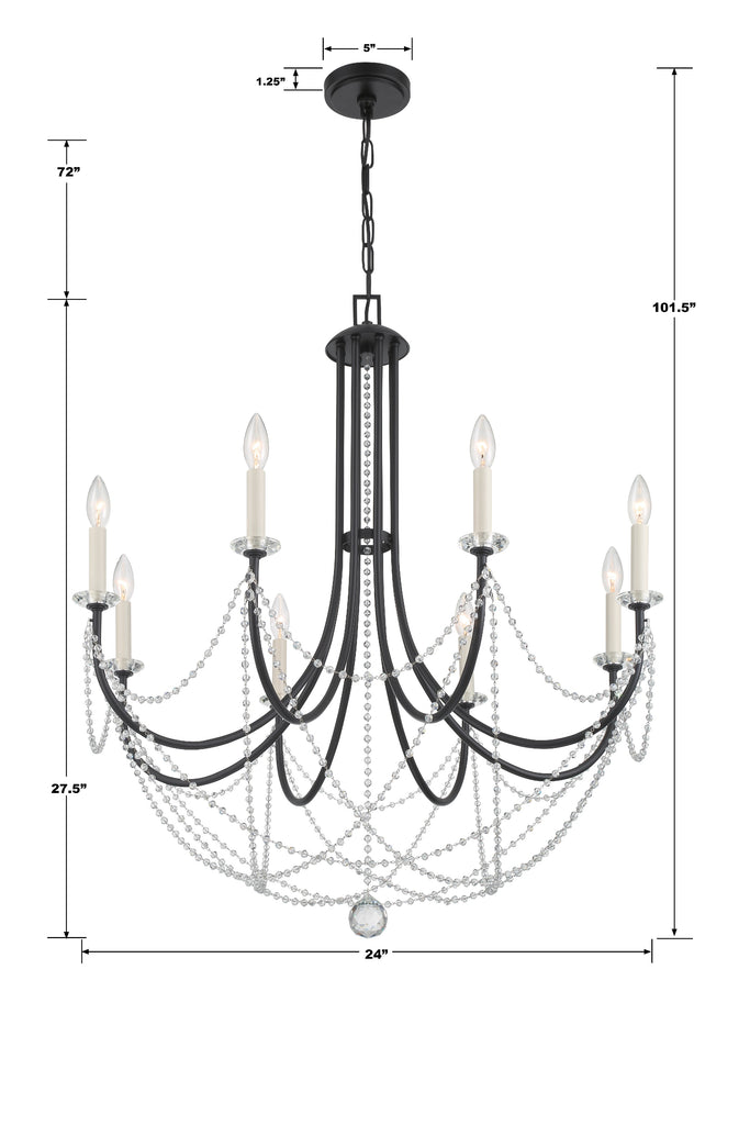 ##Antique Hardware## Delilah 6 Light Matte Black Chandelier