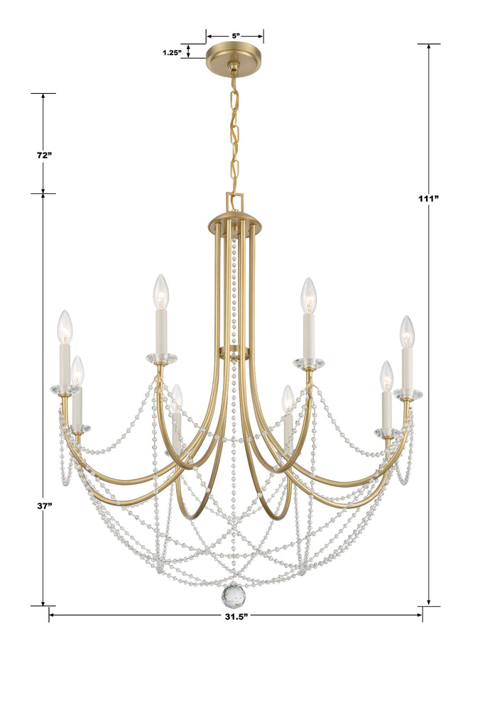 ##Antique Hardware## Delilah 8 Light Aged Brass Chandelier