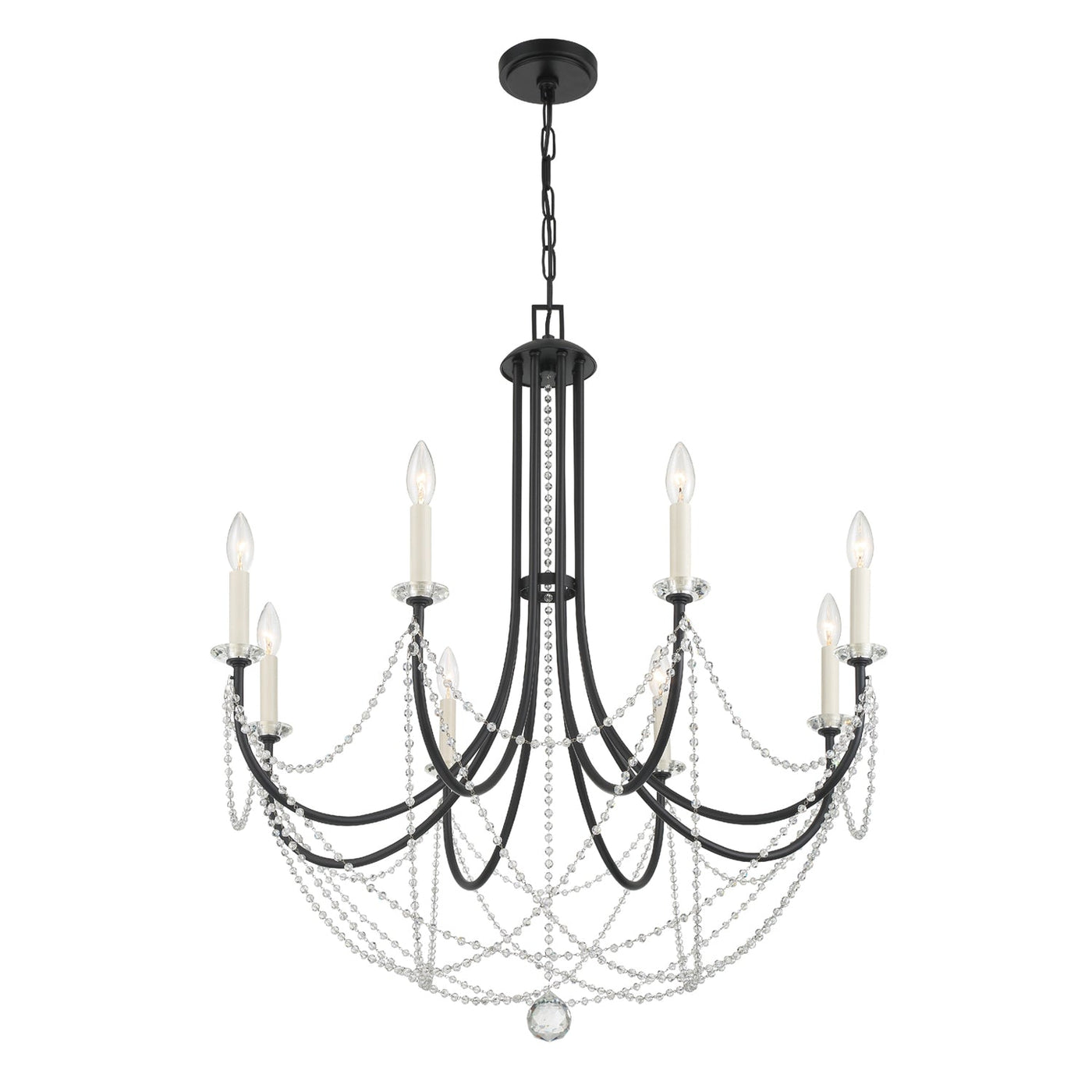 ##Antique Hardware## Delilah 8 Light Matte Black Chandelier