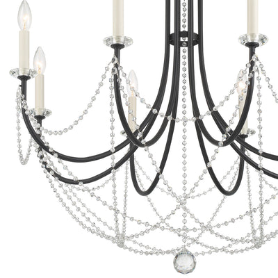 ##Antique Hardware## Delilah 8 Light Matte Black Chandelier