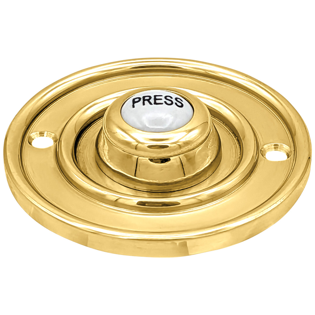 2 1/3 Inch Solid Brass Porcelain "Press" Doorbell Button (Several Finishes Available)
