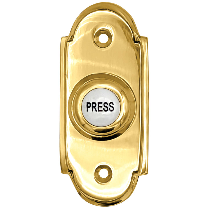 3 Inch Solid Brass Arched Porcelain "Press" Doorbell Button (Several Finishes Available)