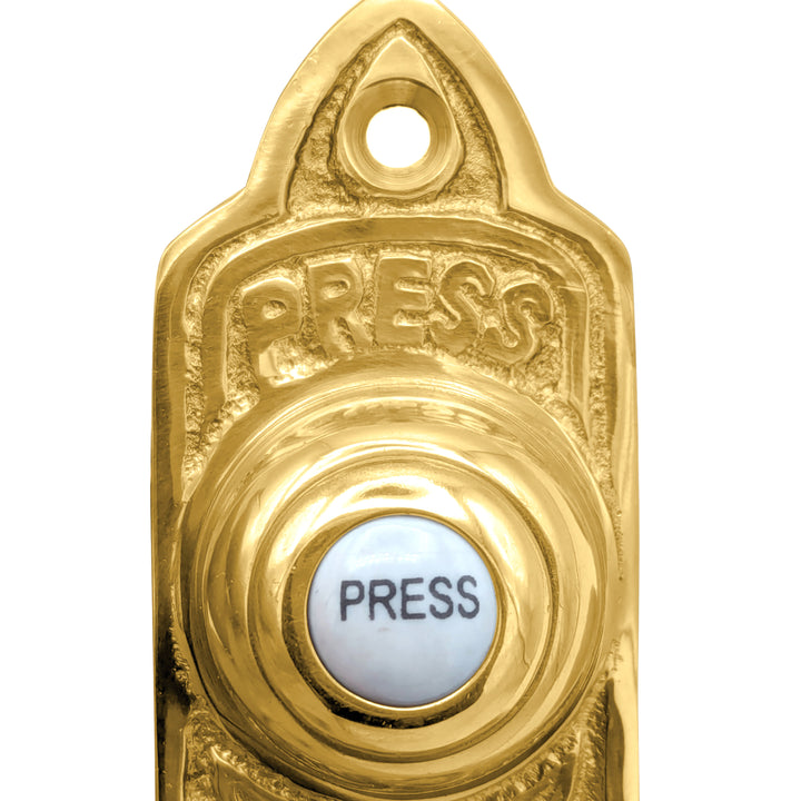 3 Inch Solid Brass Decorative Porcelain "Press" Doorbell Button (Several Finishes Available)