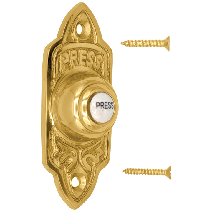 3 Inch Solid Brass Decorative Porcelain "Press" Doorbell Button (Several Finishes Available)