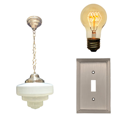 Manhattan Skyscraper Nouveau Style Chain Light Set (Several Finishes Available)