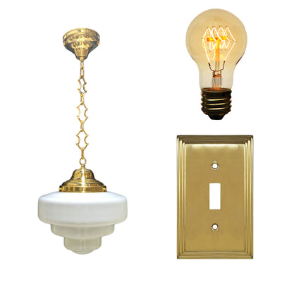 Manhattan Skyscraper Nouveau Style Chain Light Set (Several Finishes Available)