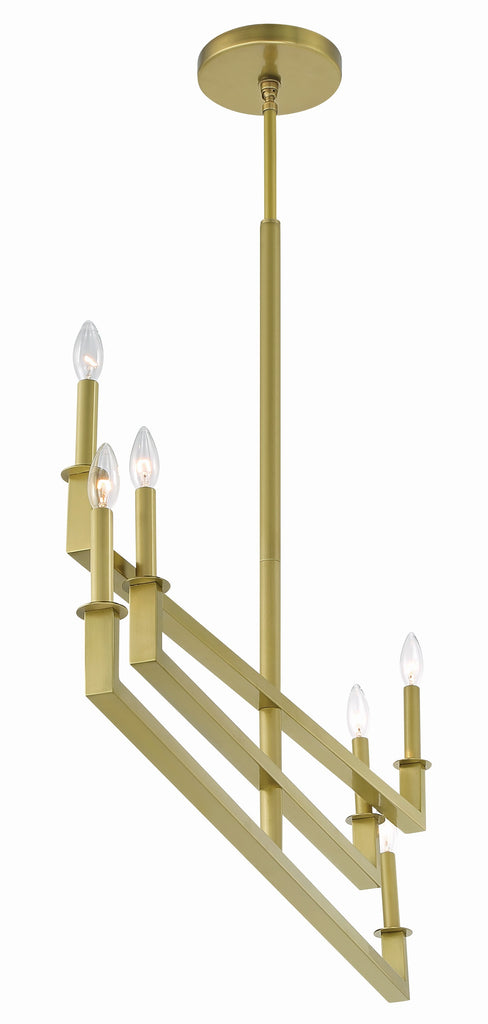 ##Antique Hardware## Dante 6 Light Aged Brass Chandelier