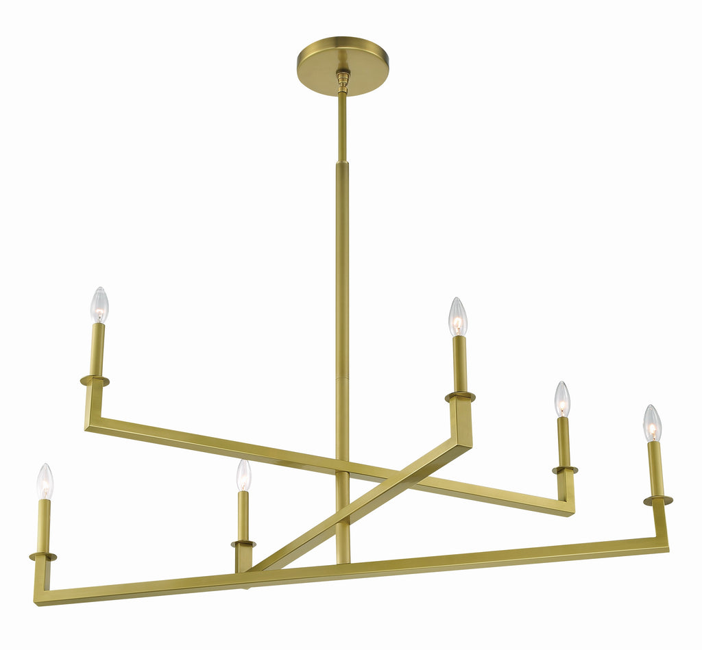 ##Antique Hardware## Dante 6 Light Aged Brass Chandelier