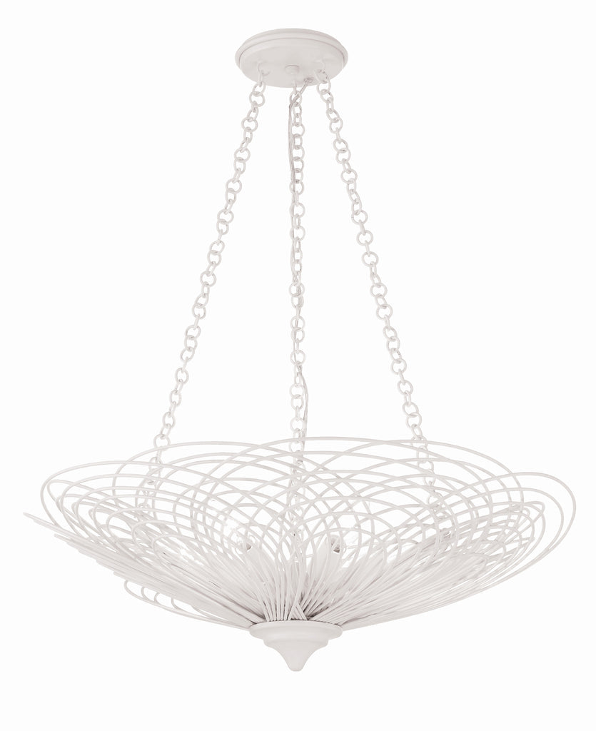 ##Antique Hardware## Doral 6 Light Matte White Chandelier