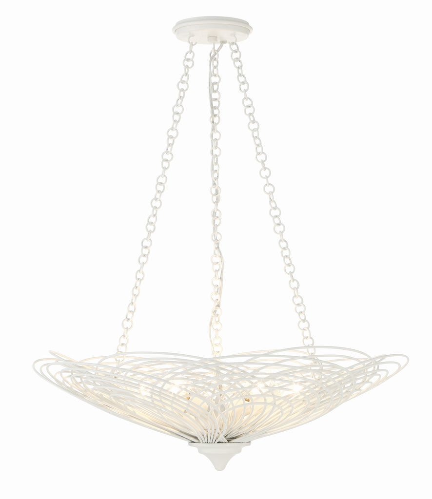 ##Antique Hardware## Doral 6 Light Matte White Chandelier