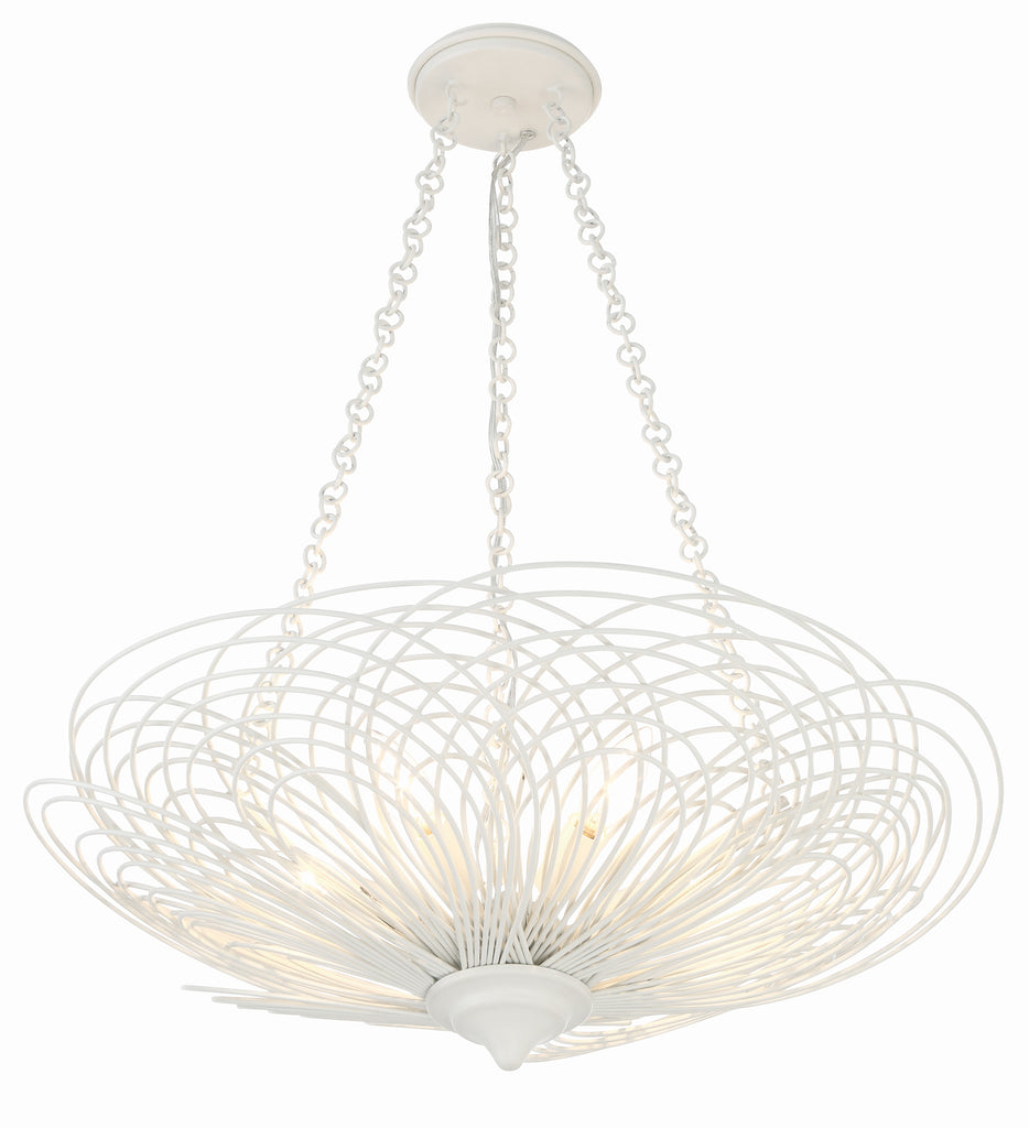 ##Antique Hardware## Doral 6 Light Matte White Chandelier