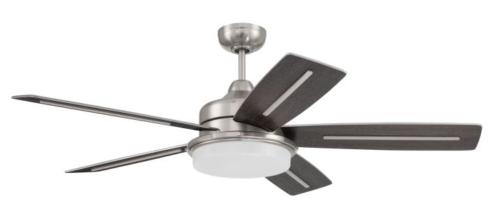 Antique Hardware 54" Drew in Brushed Polished Nickel w/ Brushed Nickel/Greywood Blades Ceiling Fan